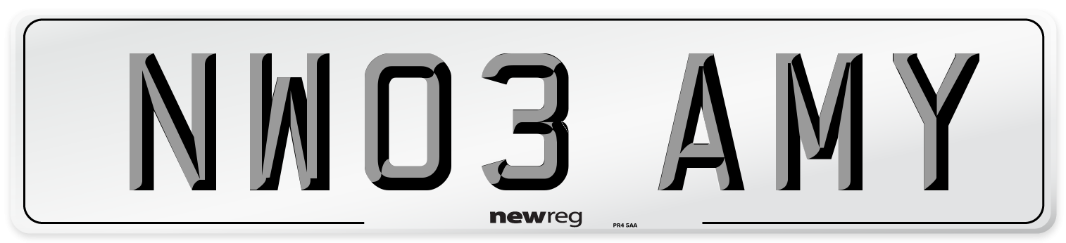 NW03 AMY Number Plate from New Reg